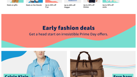 Amazon 'Early Fashion Deals' Landing Page